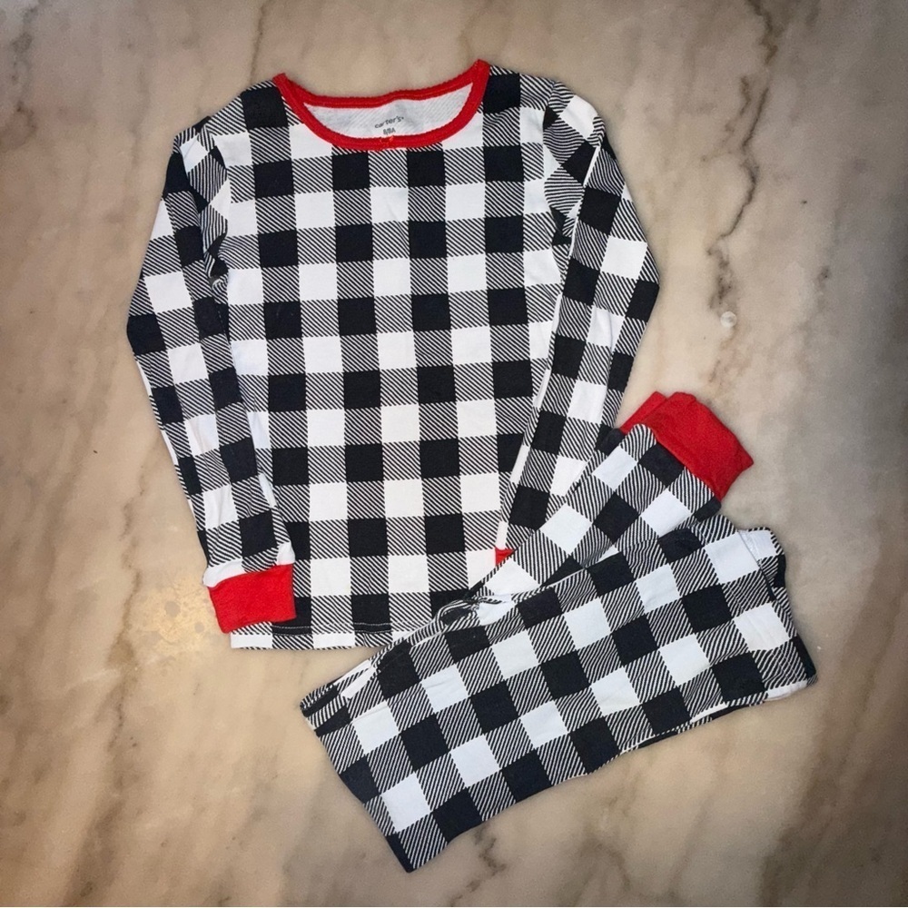 Carter's Kid 2-Piece Buffalo Check 100% Snug Fit Cotton Christmas Pajamas set 8